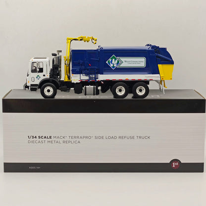 First Gear 1:34 Mack TerraPro Side Load Refuse Truck Blue 10-4167 Diecast Truck