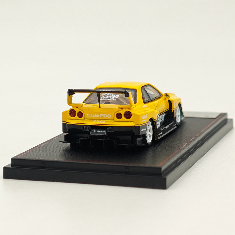 Street Weapon 1/64 NISSAN GT-R ER34 #5 LBWK Yellow Diecast