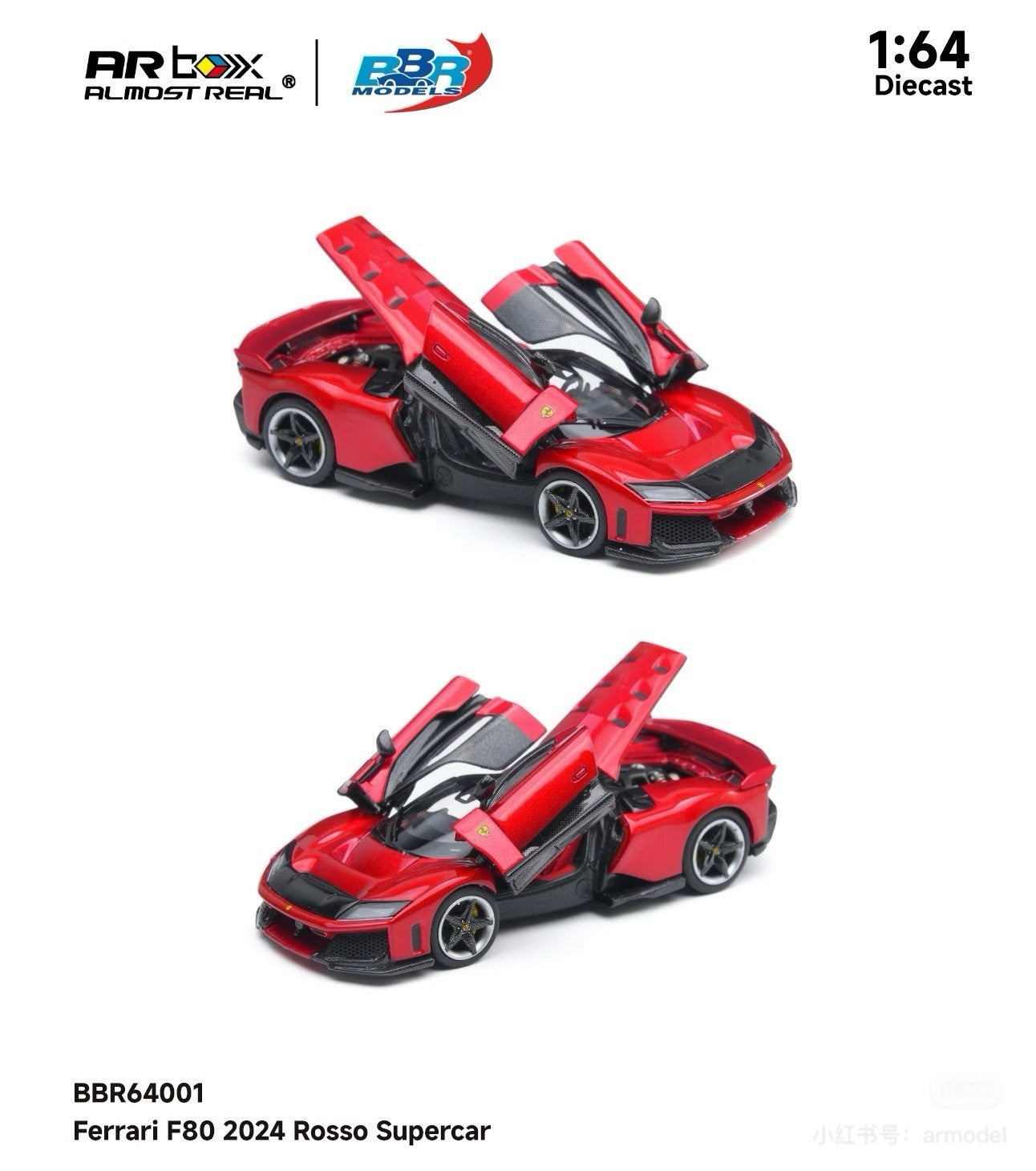 ARbox BBR 1:64 Ferrari Italian Hypercar F80 GMHS 2026 Shanghai Show Full Open Model Red