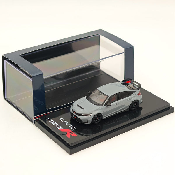 Hobby Japan 1:64 Honda CIVIC TYPE R (FL5) with Engine Display Model Sonic Gray Pearl HJ641063GM Diecast Models Car Collection