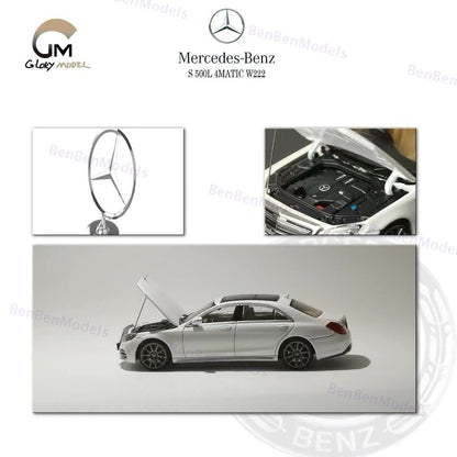 Glory Model 1:64 Mercedes Benz S500L W222 10th Alloy Diecast Car Model Open Hood Gifts