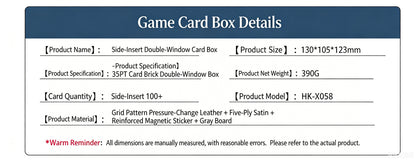 Side-Loading Window Card Deck Box 100+ PU Leather Magnetic TCG Card Storage