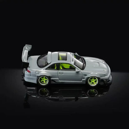 MORTAL 1:64 Nissan Silvia S14 GT-SPEC V1 SEIJI OOKAWARA Gray Diecast Car Model Miniature Vehicle Hobby Collectible Desktop Decoration Gift