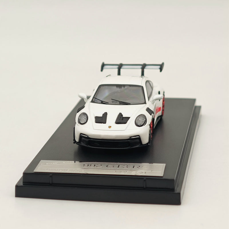 1:64 SW Porsche 992 GT3 RS Racing Sports White Diecast Models Car Collection