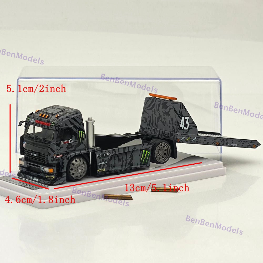 1:64 SW Ford Mustang 1965 Hoonicorn RTR V3 HORZON / KamaZ trailer Car Diecast