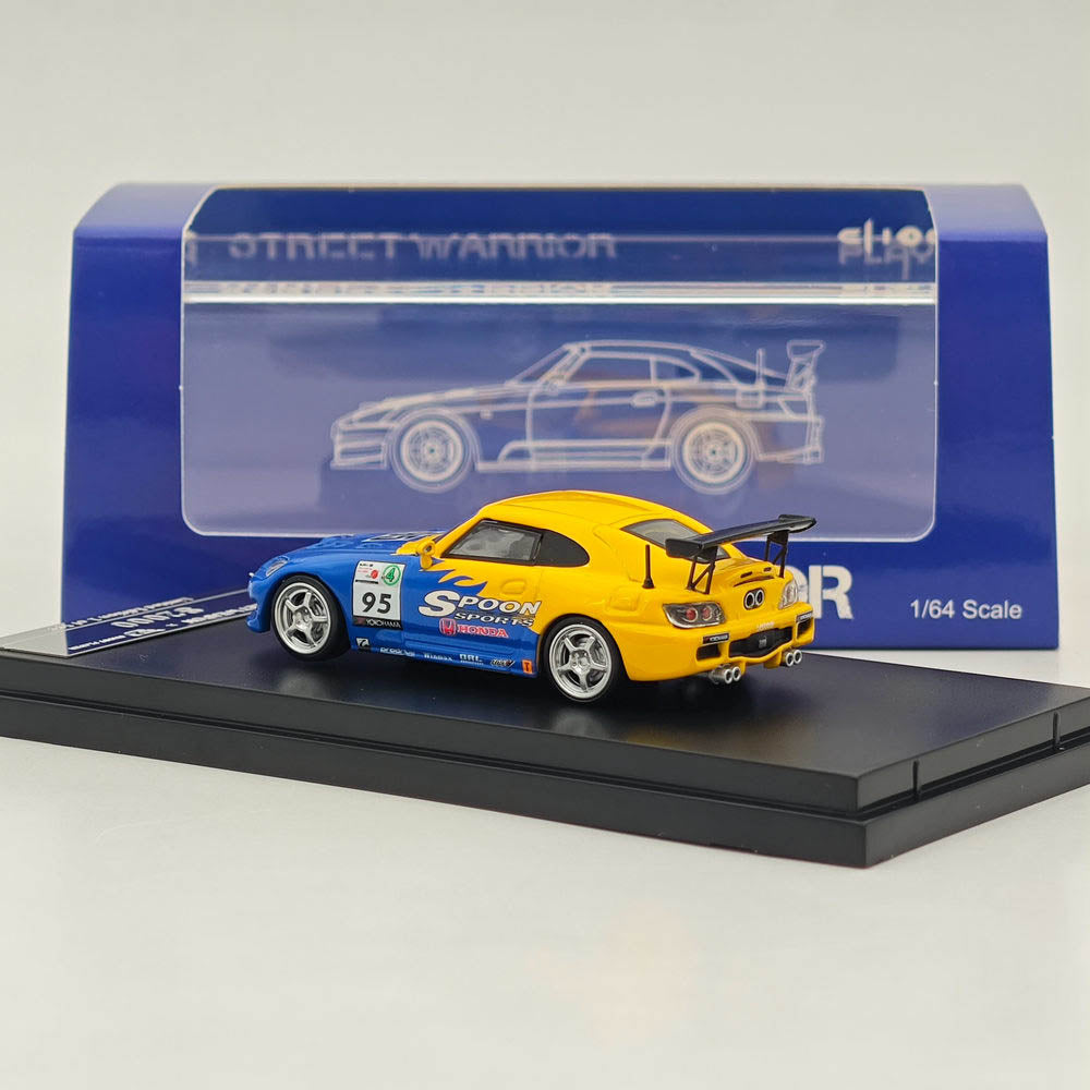 Modèle réduit de voiture moulée sous pression Honda EG6/S2000 SPOON bleu/jaune, édition limitée, échelle 1:64