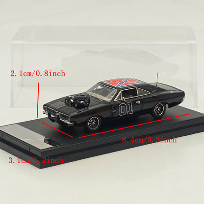 Mini Forge 1:64 1969 Charger General Lee Black with 1600 HP Twin-Turbo LS Diecast Motor
