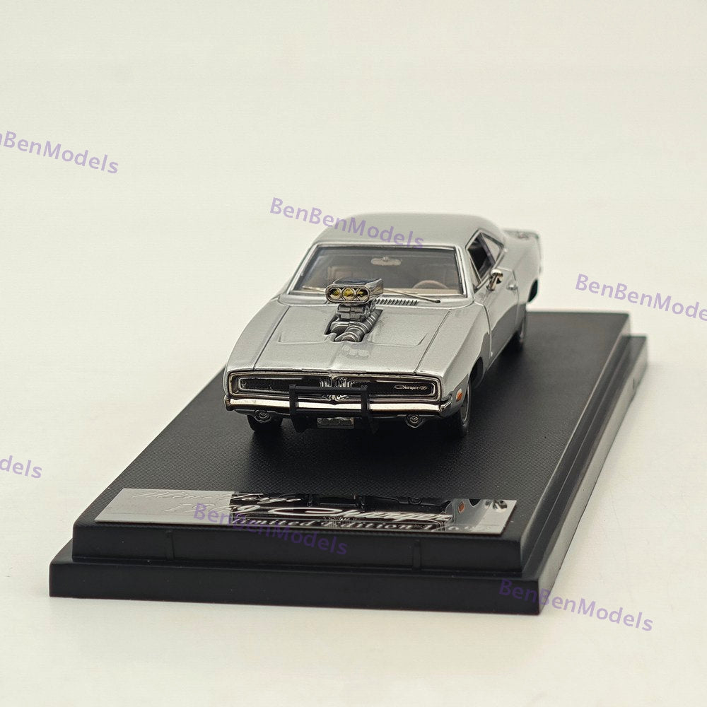 1:64 Mini Forge 1969 Charger R/T Silver Diecast Metal Car Limited Edition