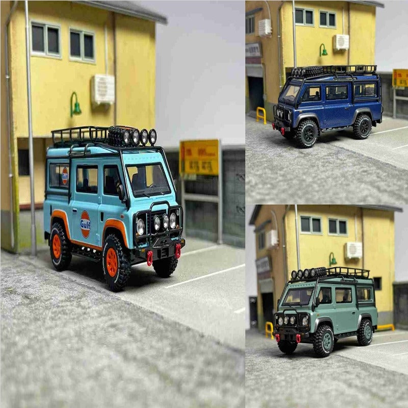 Master 1:64 Land Rover Defender Van Camp Gulf Diecast Toys Car Models Miniature Vehicle Hobby Collectible Gifts