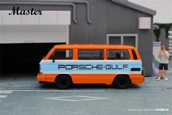Master 1:64 Porsche B32 & VW T3 Multivan 1985 Van Gulf Diecast Toys Car Models Miniature Hobby Exquisite Gifts