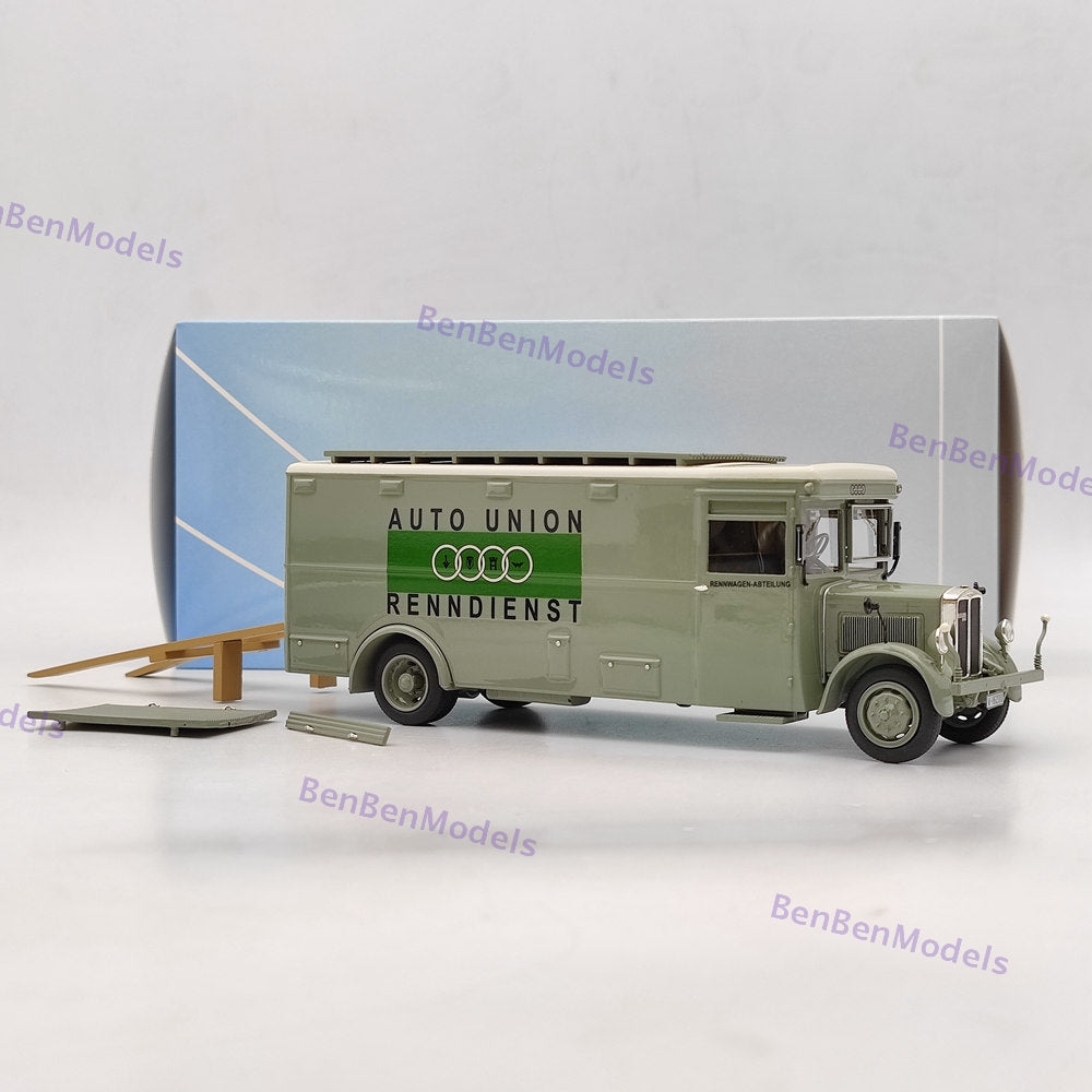 1:43 NEO BUSSING NAG TRUCK AUTO UNION RENNDIENST CAR TRANSPORTER 1934 NEO46445