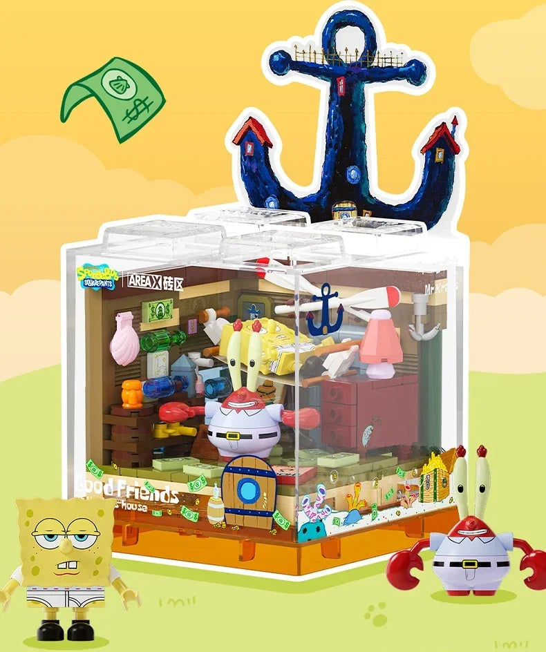 Spongebob Building Block Pineapple Restaurant Anchor House Tree House Room Brick