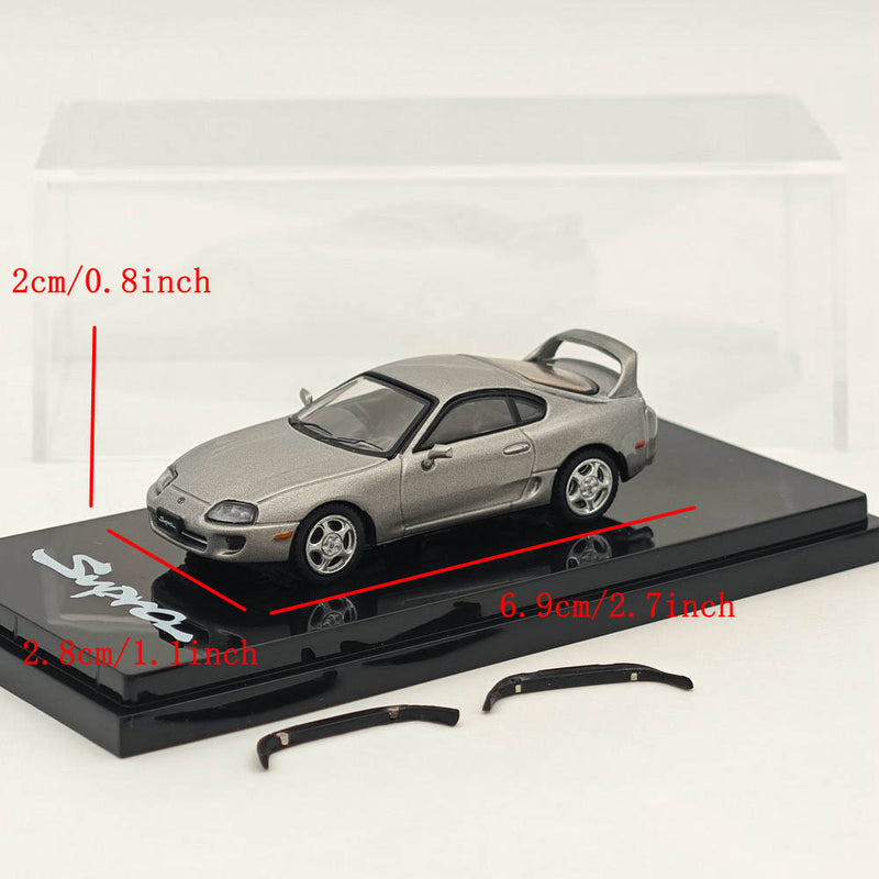 Hobby Japan 1/64 Toyota SUPRA RZ JZA80 with Active Spoiler Parts Silver HJ642042S Diecast Models Car Collection