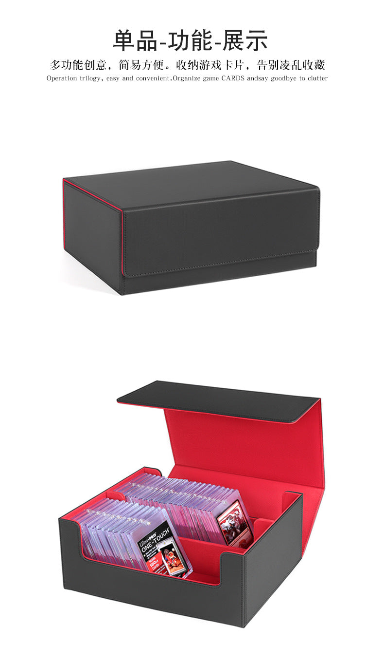 Magnetic PU Dual Compartment Card Storage Box Large Capacity for PTCG CCG OCG TCG 35PT Card Slabs