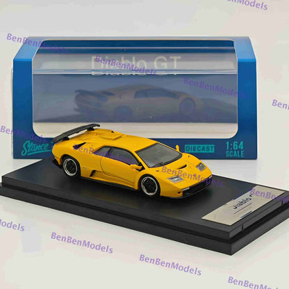 1:64 SH Yellow Diablo GT 1998 Racing Sports Model Diecast Models Car Limited