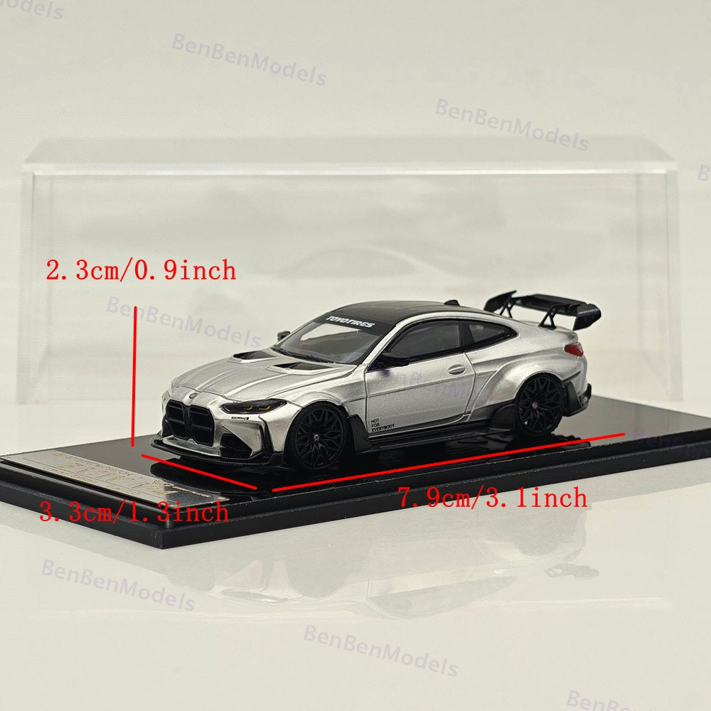 1:64 SW BMW M4 G82 Silver Sports Diecast Models Car Limited Collection Gifts