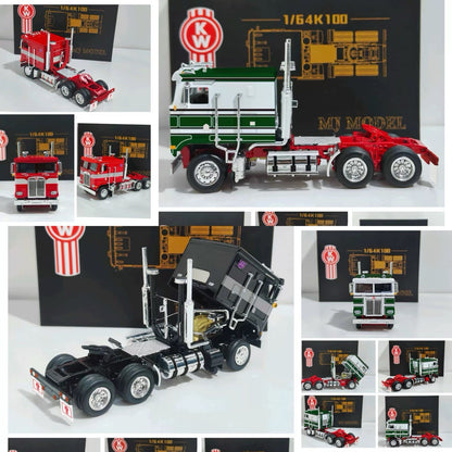 MJ 1:64 Kenworth K100 Diecast Alloy Truck Car Models Collectible Gifts Display Tractor