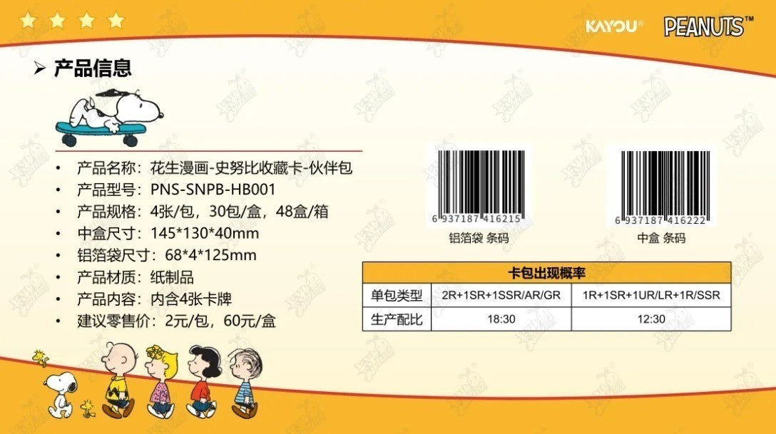 Kayou Snoopy Peanuts Comics Official Licensed Anime Trading Cards Sealed Box