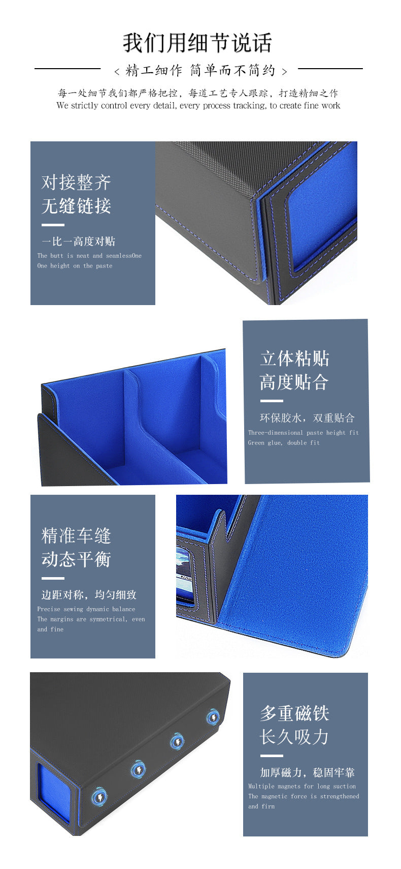 Large Capacity 4 Compartment Magnetic PU Card Storage Box with Display Windows Holds 3000+ TCG Trading Cards Deck Box