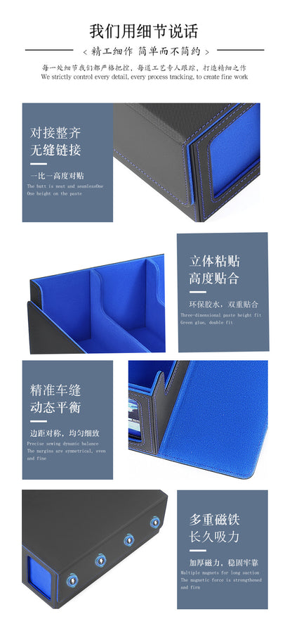 Large Capacity 4 Compartment Magnetic PU Card Storage Box with Display Windows Holds 3000+ TCG Trading Cards Deck Box