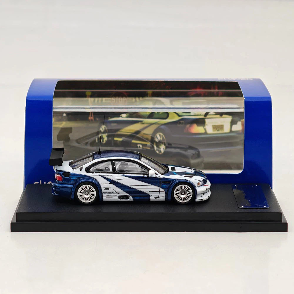 Ghost Player 1:64 E46 M3 GTR NFS Blue/White Manga Paint Openable Hood & Trunk Diecast Model Car Limited Collection