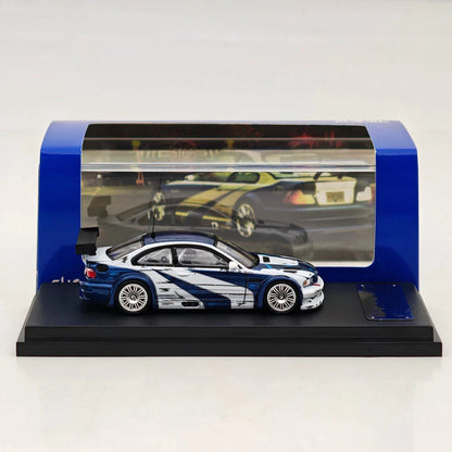 Ghost Player 1:64 E46 M3 GTR NFS Blue/White Manga Paint Openable Hood & Trunk Diecast Model Car Limited Collection