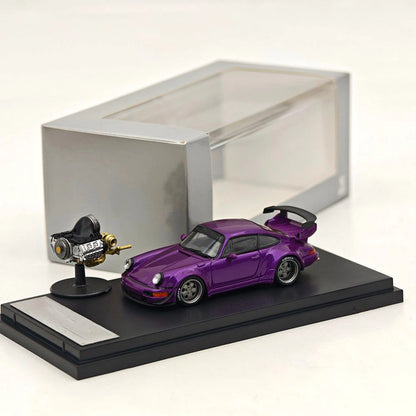 STREET WARRIOR SW 1:64 RWB 964 Purple Classic Sports Model Diecast Metal Car Limited Collection