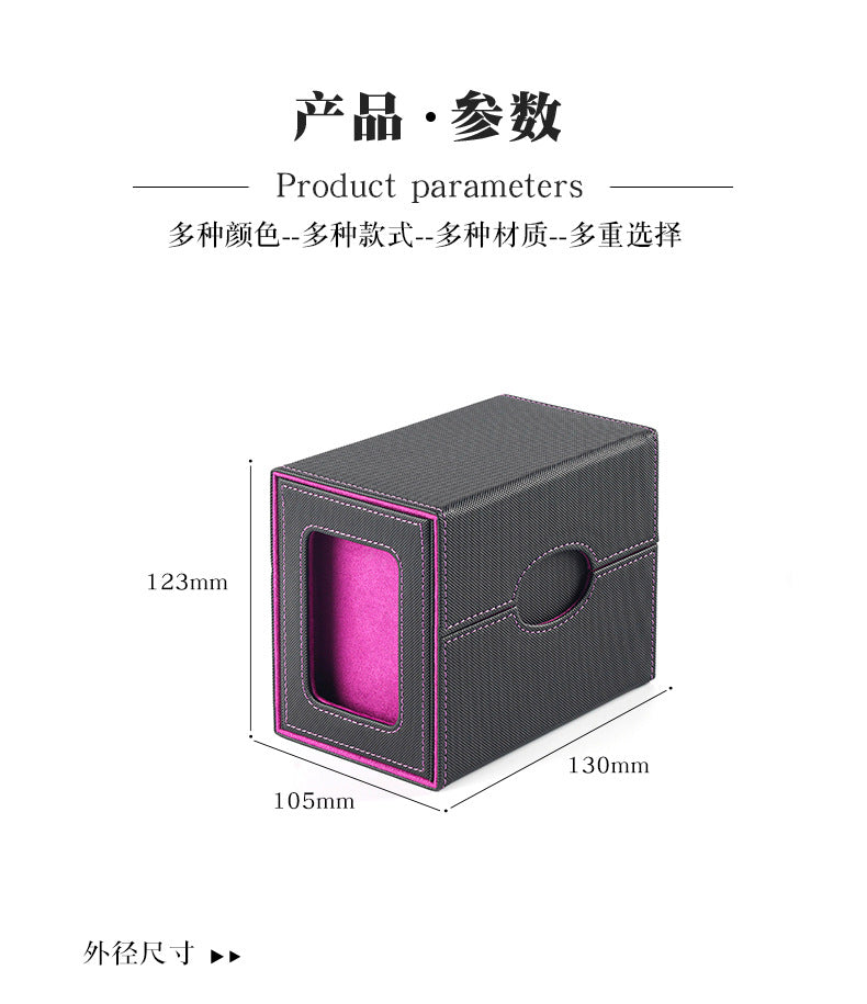 Side-Loading Window Card Deck Box 100+ PU Leather Magnetic TCG Card Storage