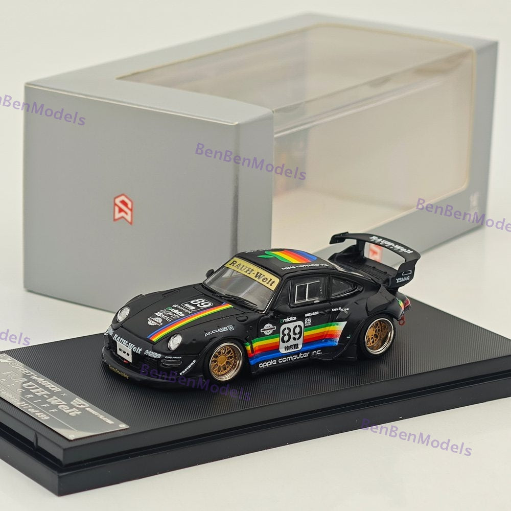 1:64 SW 911 RWB 993 Apple #89 Racing Sports Model Matt Black Diecast Model Car