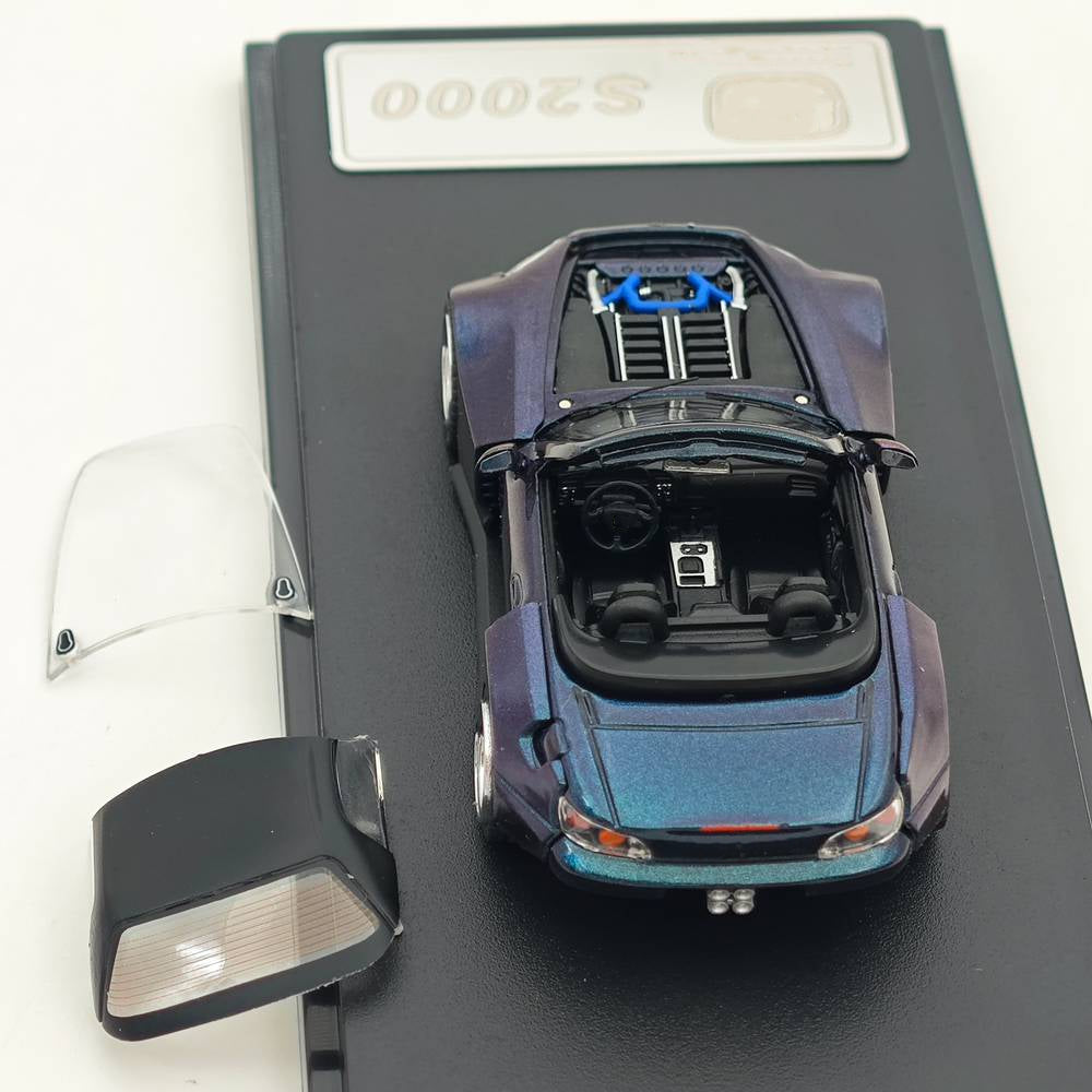 Rhino Model RM 1:64 S2000 Color changing purple/Red Wide body modified convertible hardtop Diecast Model Car Collectible