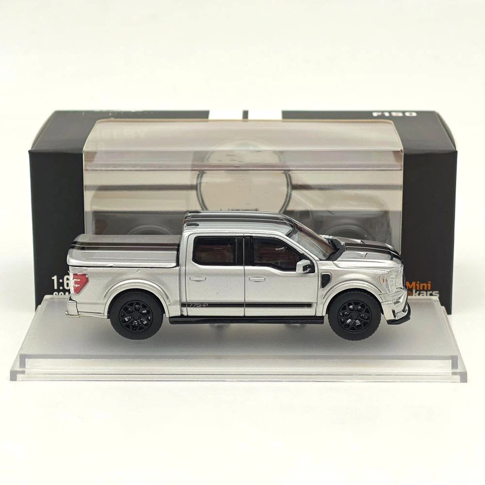 Fine Works64 x Mini Kars 1/64 F-150 Carroll Shelby Pickup Sport Truck Model Silver Gray Stripe Diecast Model Car Collection - with Accessories