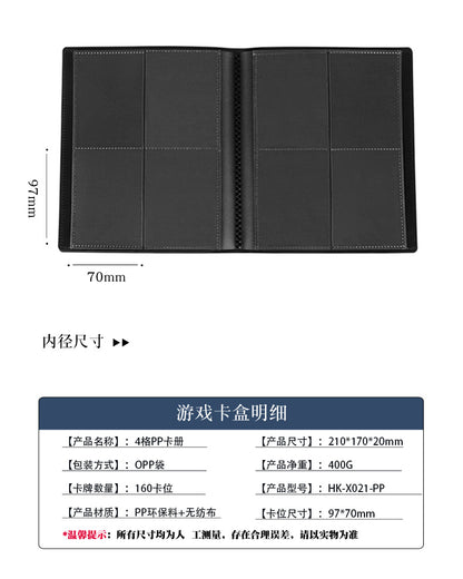 4 Pocket PP TCG CCG Card Binder with Elastic Strap Trading Card Storage Album