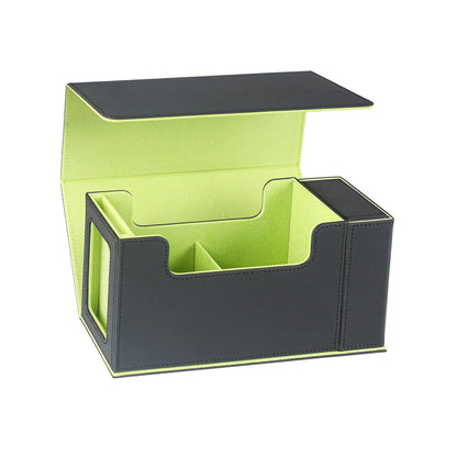 Multi Functional PU Card Storage Box Magnetic Closure with Display Window & Removable Dice Compartment for Hard Card Slabs