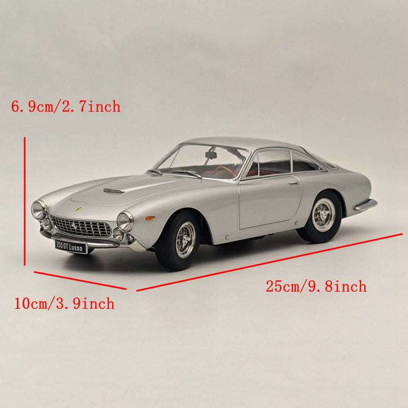 KK-Scale 1:18 Ferrari 250 GT Lusso 1962 Silver Diecast Models Car Collectionr