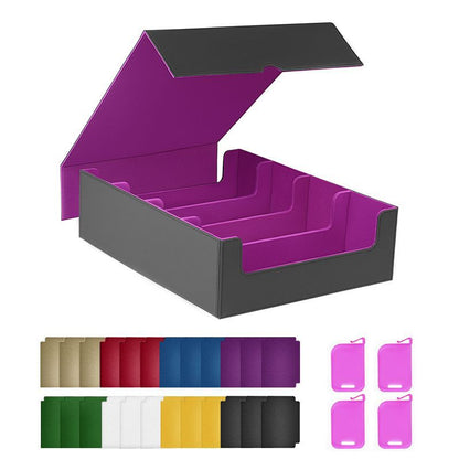 Large Capacity 4 Slot Magnetic PU Trading Card Storage Box Multi Compartment Organizer For TCG Collectible Cards