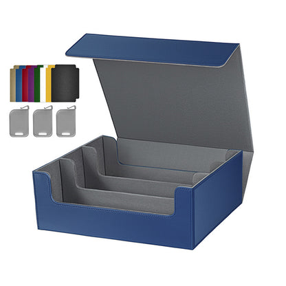 3 Grid PU Leather Magnetic Trading Card Storage Box 1800+ Cards with Separators