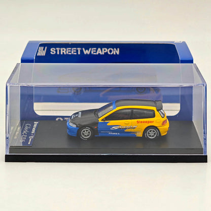 Modèle réduit de voiture moulée sous pression Street Weapon Civic EG6 Spoon Racing Sport, échelle 1:64 