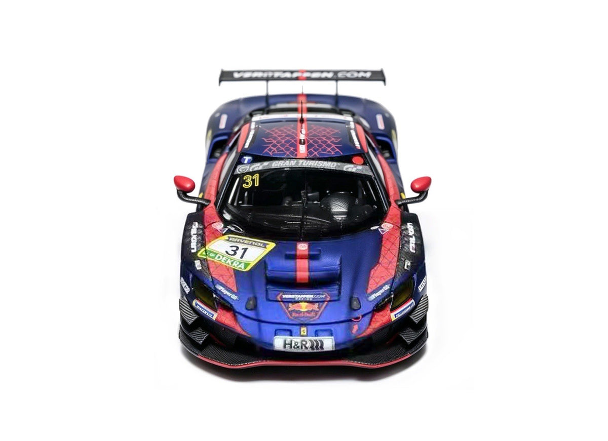 Jicar 1:64 Ferrari 296 GT3 Voiture de course orange et bleue avec moteur Modèle réduit en die-cast