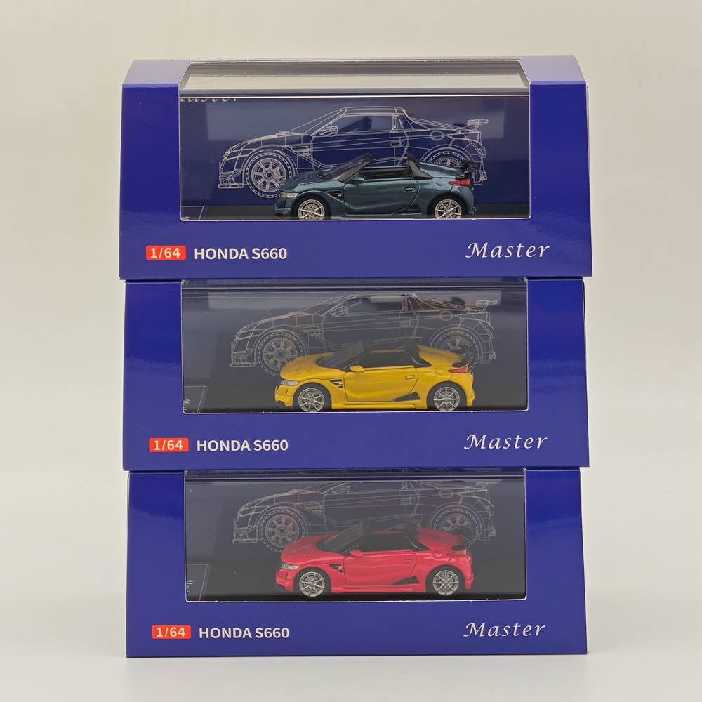 Master 1:64 Honda S660 Mugen Cabriolet Jouets moulés sous pression Modèles de voitures Collection Cadeaux Édition limitée