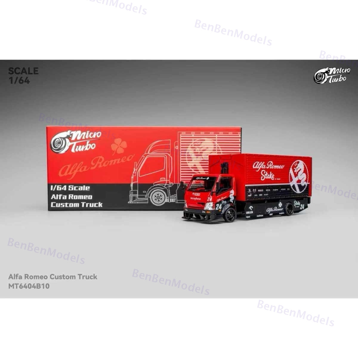 Micro Turbo 1:64 Alfa Romeo Custom Truck Diecast Model Race Livery Collectible