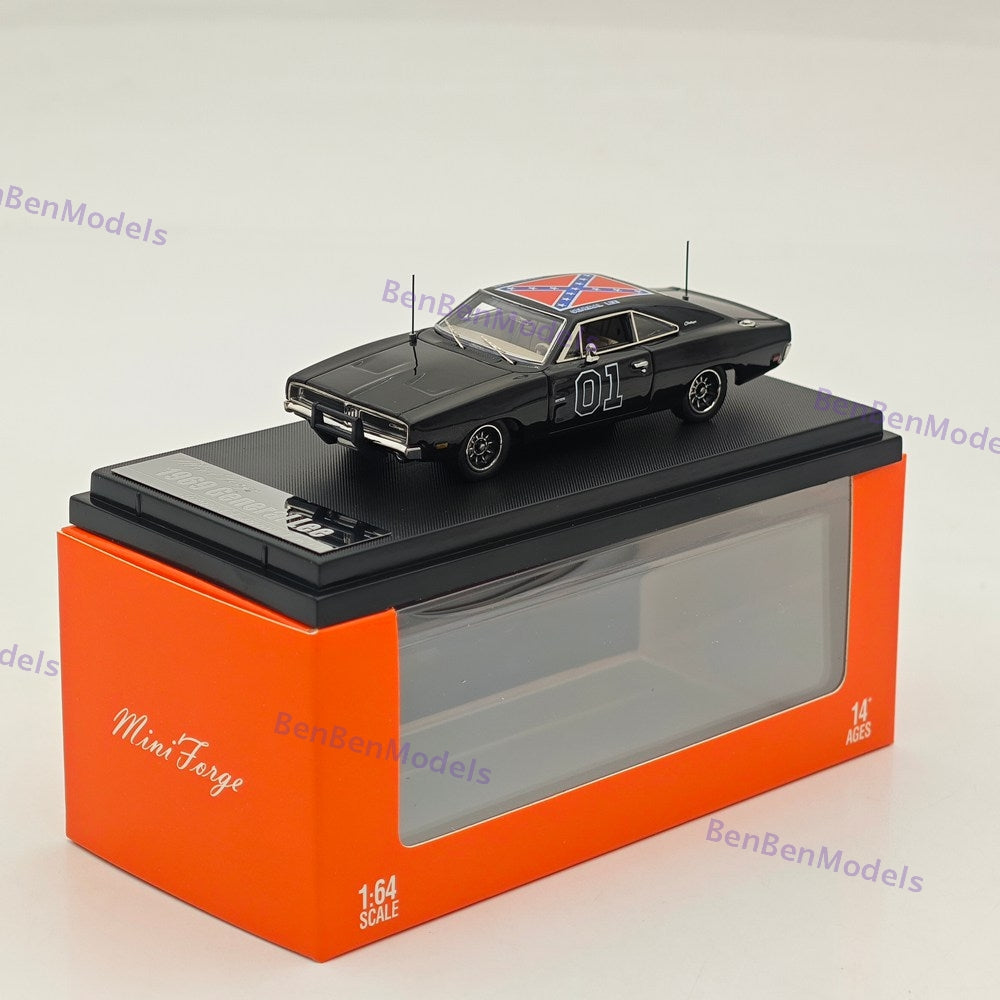 1:64 Mini Forge 1969 Charger General Lee Black Diecast Metal Car Limited