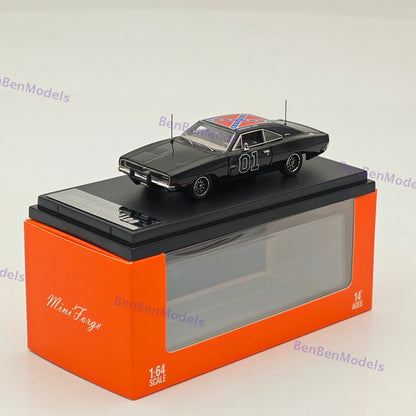 1:64 Mini Forge 1969 Charger General Lee Black Diecast Metal Car Limited