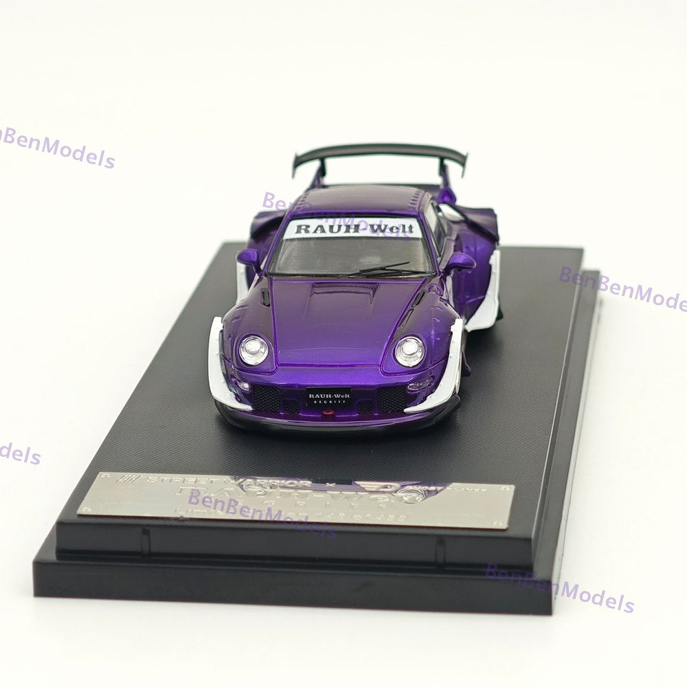 1:64 SW Porsche RWB 993 Purple Military Women's Low-Tail Glossy Diecast Model