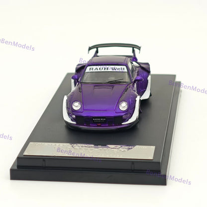 1:64 SW Porsche RWB 993 Purple Military Women's Low-Tail Glossy Diecast Model