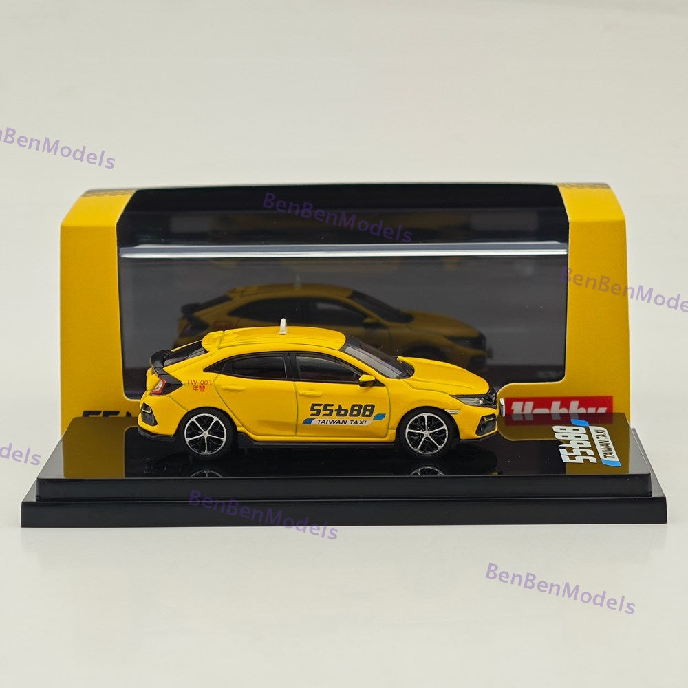 1:64 Hobby Japan Yellow Civic FK7 Hatchback Sports Taxi Model HJ642018AT Diecast