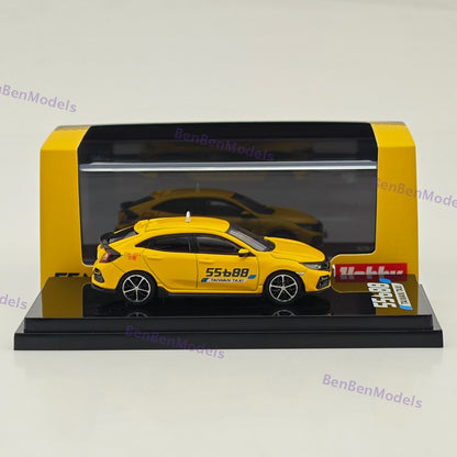 1:64 Hobby Japan Yellow Civic FK7 Hatchback Sports Taxi Model HJ642018AT Diecast