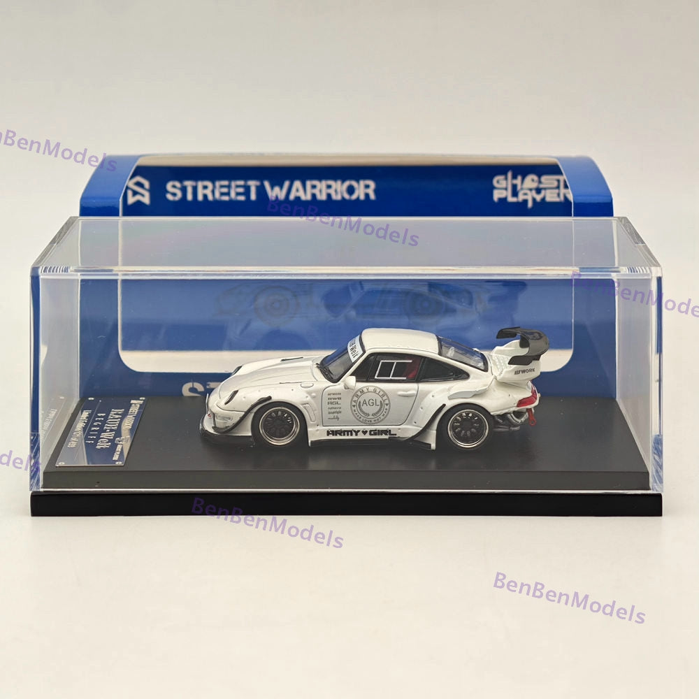 SW 1/64 Porsche RWB 993 AGL White Sport Car Alloy Limited Collection Car Model