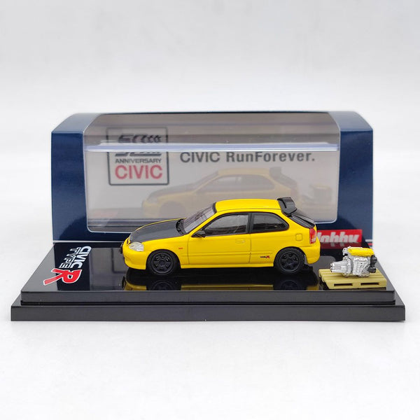 Hobby Japan HJ642016EY 1/64 Honda Civic TYPE R (EK9) With Engine Diecast Display Model Toys Gift