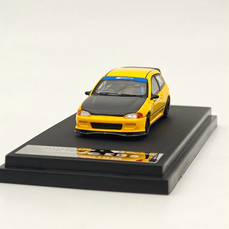 STREET WEAPON 1/64 Honda Civic EG6 Yellow Diecast Models Car Toy Limited 500 Collection