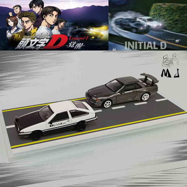 Pre-sale MJ 1:87 Initial D Toyota AE86 & Nissan GTR32 Plastic Miniature Models Toys Car Hobby Collection Gifts